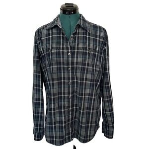 Carhartt Button Down Plaid Shirt Medium Blue Long Sleeve Workwear 102262 412